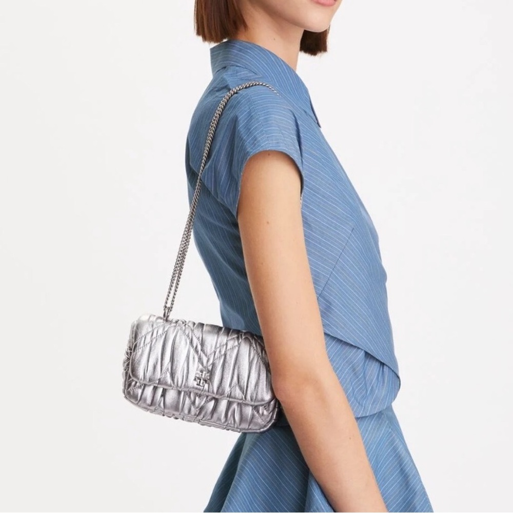 Tory Burch mini Kira diamond ruched leather cross body bag